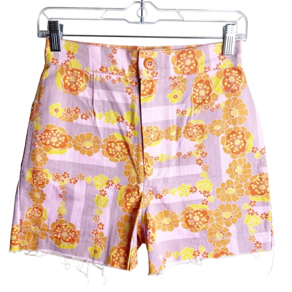 Free People Pants - Free People In My Eyes Lavender Fields Cotton Shorts Raw Hem Size 0